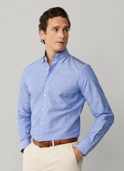 Tailored Fit Cotton Linen Stripe Shirt