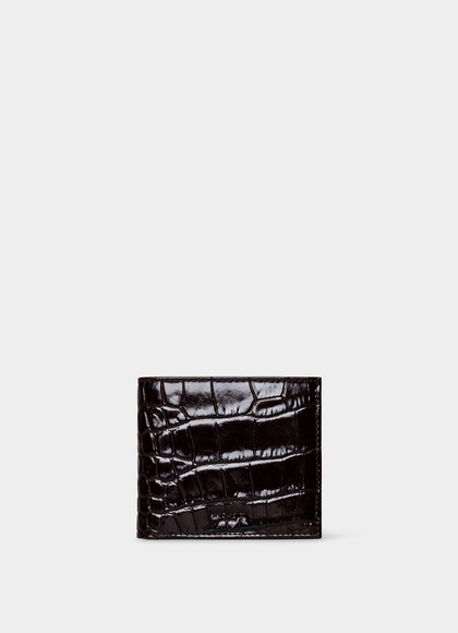 Leather Croc Stamped Billfold Wallet