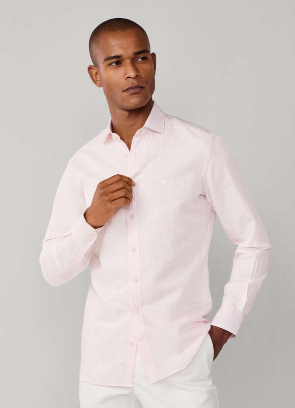 Tailored Fit Linen-Cotton Stripe Shirt Tailored Fit Linen-Cotton Stripe Shirt