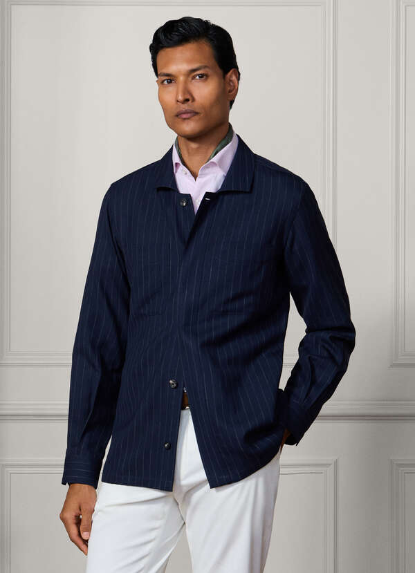 Wool-Silk Striped Overshirt - Woven In Italy Wool-Silk Striped Overshirt - Woven In Italy